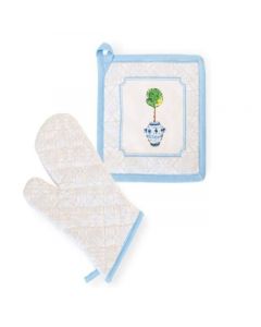 Oven Mit & Pot Holder | Blue Topiary by Urban Chiks